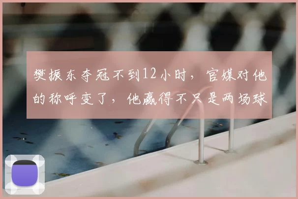 樊振东夺冠不到12小时,官媒对他的称呼变了,他赢得不只是两场球_德甲_赛场_赛事